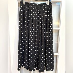 Vintage Jones New York Navy Polka Dot A-Line Midi Skirt Size 12 Pinup Rockabily